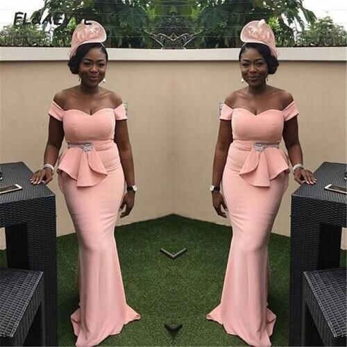 Mermaid Off the Shoulder Bridesmaid Dresses Long African Short Sleeves Black Girls Bridesmaid Dress for Wedding Party