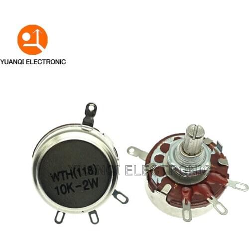 5PCS WTH118 2W 1A Potentiometer 10K ohm WTH118-2W Round Shaft Carbon Rotary Taper Potentiometer