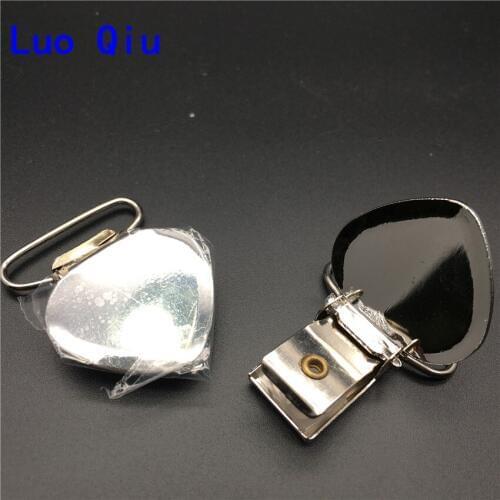 Sale 100pcs/lot Peach heart design clips 25mm Suspenders garter circular cover clips with PVC inside Metal Round Pacifier Clips
