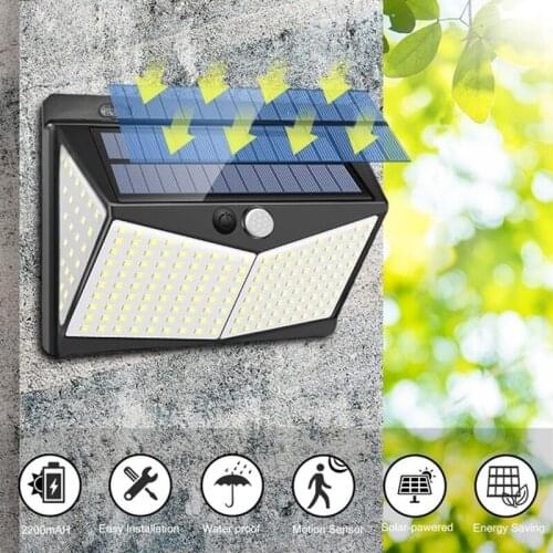 Solar Light Human Body Induction 208LED Wall Light PIR Motion Sensor Wall Light Outdoor Garden Decorative Lighting Street Light