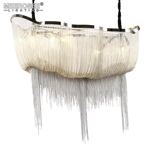 Aluminum Chain Chandelier Light Fixture Vintage Empire Suspension Lamp French Chain Hanging Lustre for Living room Restauran