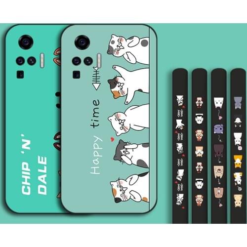 Cute Cartoon Side Phone Case For Vivo X21 UD X21i Soft Silicone Back Cover For Vivo X23 X27 X30 X60 X50 Pro Plus