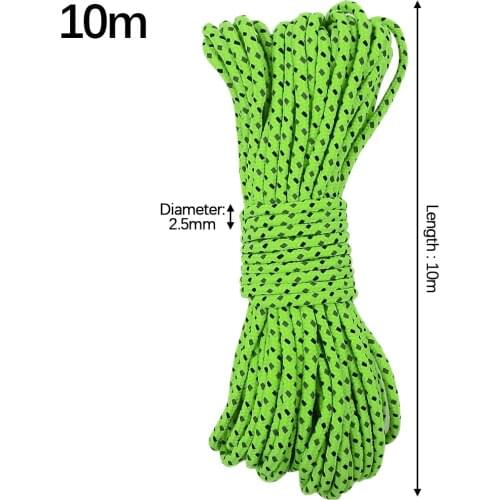 Reflective Camping Rope Luminous Nylon Windproof Fluorescent Reflective 2.5mm Tent Rope Cord For Outdoor Hiking Beach Picnic
