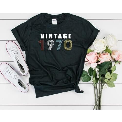 Vintage retro 1970 shirt retro for her and him 51th Birthday Colorful Top Tee For Harajuku cotton O NeckTshirt Drop shipping