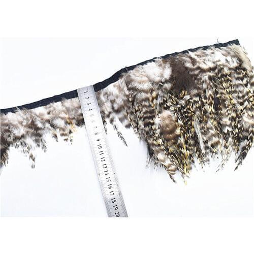 High quality 1yard Natural Grey Rooster Chinchilla Cock Saddle Feather ribbon Trim10-15cm Diy decor Pheasant Feathers for Crafts