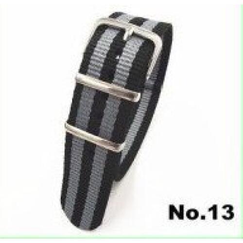 10PCS High quality 22MM Nylon Watch band NATO waterproof watch strap fashion wach band -gray and black -3195