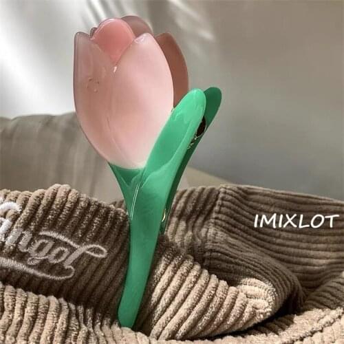 2021 New Design Trend Colorful Acetic Tulip Daisy Hair Clip Claws Flower Hairpin for Women Makeup Bath Hair Accessories