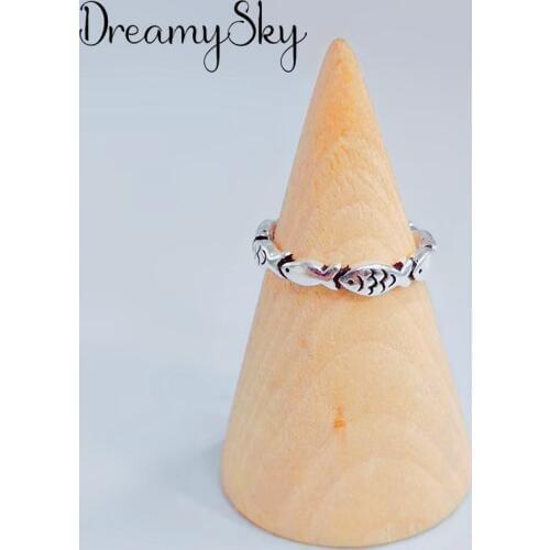 Personality Fashion Vintage Silver Color Fish Rings For Women Punk Resizable Rings