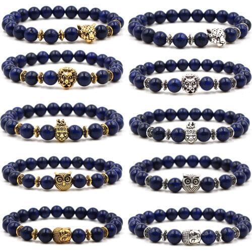 Trendy Charm Bracelet For Men Women Head Owl Lion Buddha head Beaded Beads Bracelet