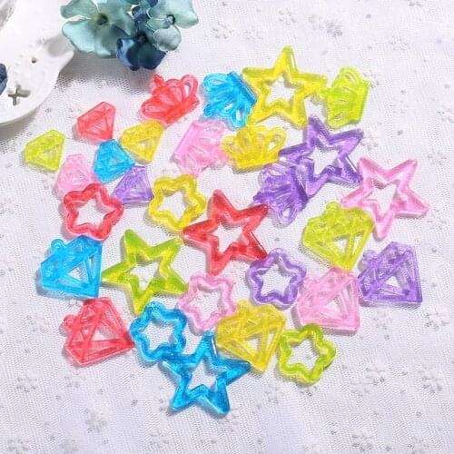 10pcs Cute Glitter Flatback Resin Star and Diamond Resin Crafts For Phone and Pendant deco Diy