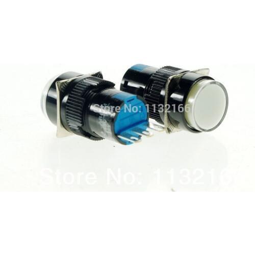 3 Pins Color White 1NO 1NC Contact 16mm Hole Momentary Push Button Switch 250VAC 3A Spring Return
