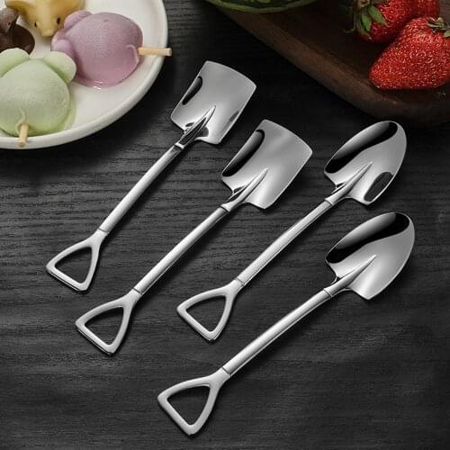 4Pcs Stainless Steel Cake Serving Spoon Ice Cream Scoop Fruit Dessert Spoons