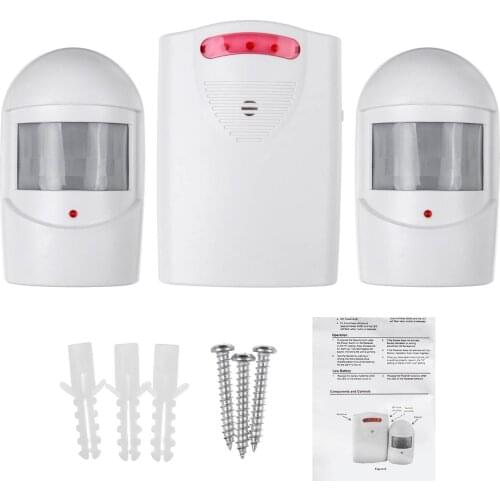 4 Sounds Adjustable Wireless Sensor Alarm Bell PIR Welcome Alarm Doorbell Mall Home Entry Motion Sensor Bell 2 Sensor+1 Receiver