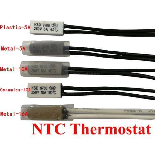 5pcs Thermostat 10C-240C KSD9700 130C 145C 150C 115C 120C Bimetal Disc Temperature Switch Thermal Protector degree centigrade
