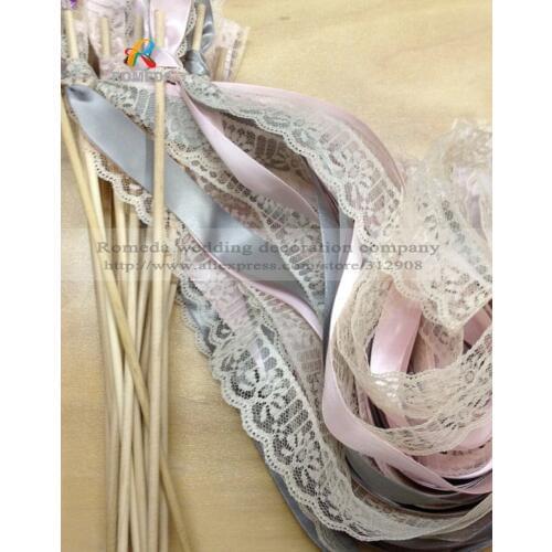 50 Lace Wedding Wands Triple Ribbon wands for wedding party