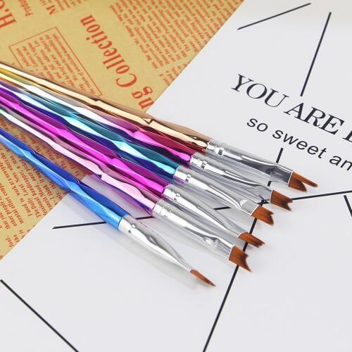 6pcs/set Nail Art French Brushes Smile Half Moon Shape DIY Petal Flower Gradient Fade Color Painting Pen Manicure Tools