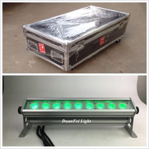 8pcs+flightcase) 9x10w led bar rgbw dmx line array wall washer led light dmx ip65
