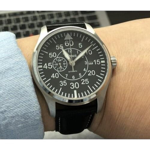 44mm Parnis Sapphire Crystal Japanese 8255 automatic Self-Wind Movement Mens Watch Luminous Mechanical watches white marks