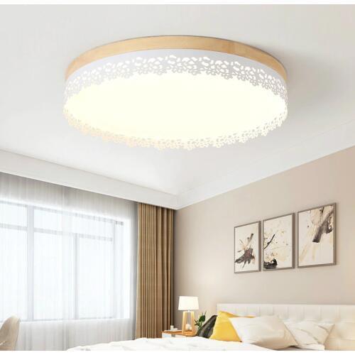 Wooden bedroom ceiling lamp warm round modern simple wrought iron acrylic multicolor living room study lamp WF925356