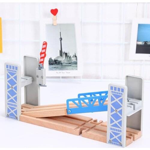 Wooden Train Tracks Railway Toys Set Accessories Wooden Double Deck Bridge Racing Tracks Educational Toys for Children Gift