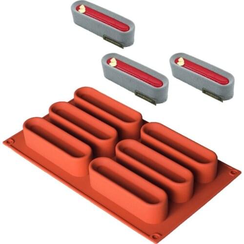 6 Holes Chocolate Soap Mould Long Strip Silicone Mold Mousse Cake Molds Biscuit Cookie Baking Pan Kitchen Bakeware Accessories