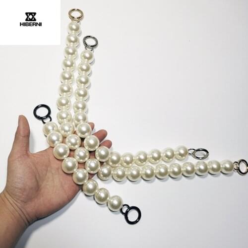 HIBERNI Fashion 20cm 29cm 39cm Large Imitation Pearl Handle Bag With Chain Accessories Suitable For All Kinds Of HandBags
