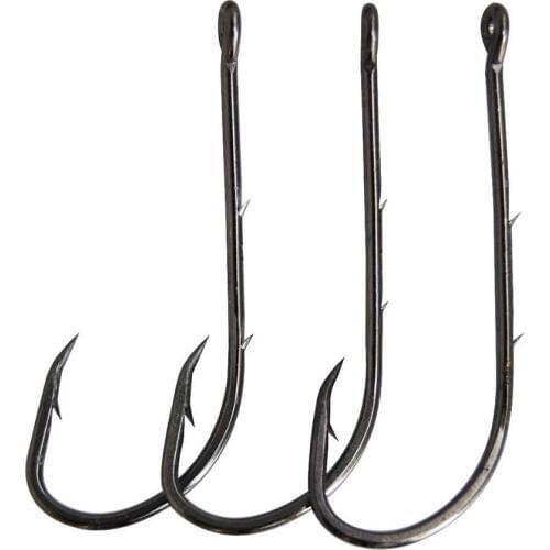 Hyaena 150pcs/lot 92247 Saltwater Barbed Single Hooks Long Shank Hooks With Big Eyes For Lure Fishing Hooks Bait Holder Hook
