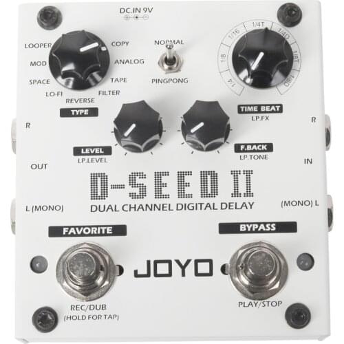 JOYO D-SEED II Stereo PingPong Effect Guitar Pedal Delay Looper Function Tape Recording Simulation Copy Analog Reverse Effects
