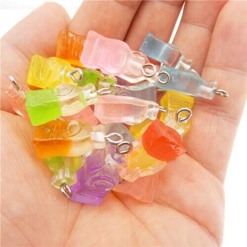 Julie Wang 20PCS Resin Drink Bottle Charms Random Mixed Two-color Artificial Bottle Pendants Jewelry Making Accessory