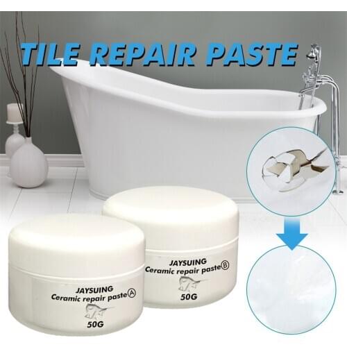 2PC Tile Grout Filler Repair Paste Bathroom Tub Tile and Shower Repair Kit Porcelain Repair for Crack Chip Ceramic Floor Repair