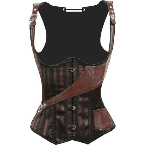 Steampunk Corset Faux Leather Burlesque Clubwear Lace up Boned with Buckles Gothic Carnival Clothing Plus Size S-6XL Corselet