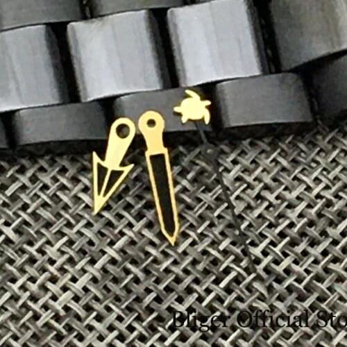 Middle Black Gold Edge Watch Hand Set fit NH35A NH36A 7s26 7s36 7s25 7s35 6r15 4r15 4r35 4r36 6309 7002 7009