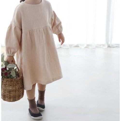 Double Gauze Fashion Kids Dresses Princess Autumn Spring Children Clothes Outfits Organic Cotton Casual Lovely Baby Girls Dress