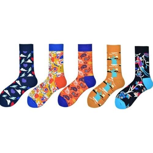 Peonfly Crew Colour Cotton Happy Socks Men Women British Style Casual Harajuku Designer Brand Fashion Novelty Art for Couple Fun