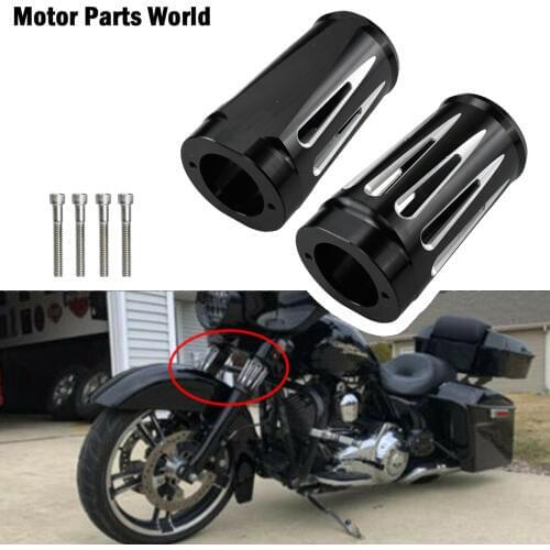Motorcycle Front Fork Boot Slider Covers Black Aluminum For Harley Touring Road King FLHX FLHR 2014-2015 2016