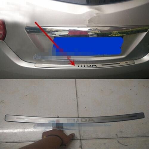 Stainless Steel car Rear Bumper Protector Sill Trunk Tread Plate Trim for 2011-2015 Nissan TIIDA Car styling