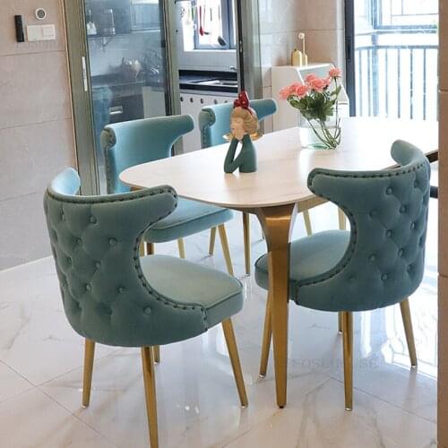 Nordic Light Luxury Living Room Chairs Simple Backrest Dining Chair Kitchen Living Room Furniture Modern Soft Cushion Chair