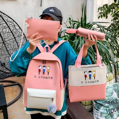 4 Piece Set Women Backpack Nylon Anti-theft Shoulder Bag Large Capacity School Bag For Teenage Girls Mochilas Female Rucksack