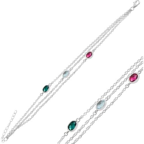 Silver 925 Sterling Zircon Cubic Zirconia 3 Must Bracelet