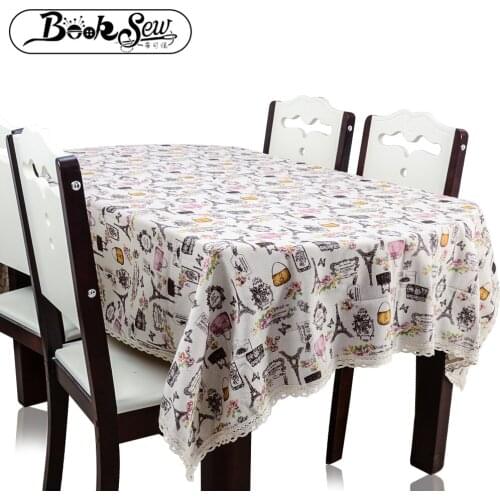 Booksew Tablecloth With Lace Dining Table Cloth Thick Linen For Wedding Kitchen Party Romantic Life Rectangular Cover Square