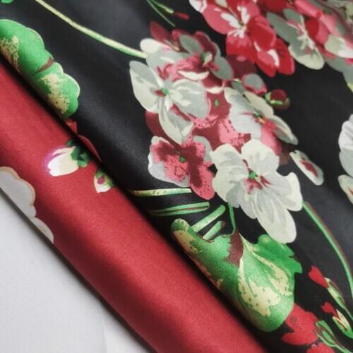 Satin Print Fabric Soft Shiny Small Stretchy Bridal Dress Material Silk Crepe Satin Charmeuse Fabric