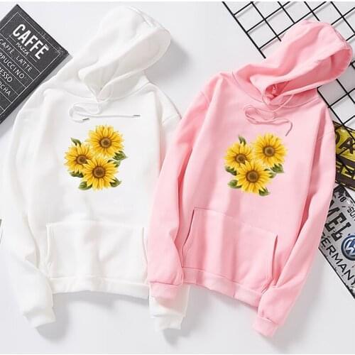 Hoodies Sweatshirt Women Harajuku Streetwear Sunflower Print Hoodie Winter Women Fashion Clothes Kawaii Korean Moletom