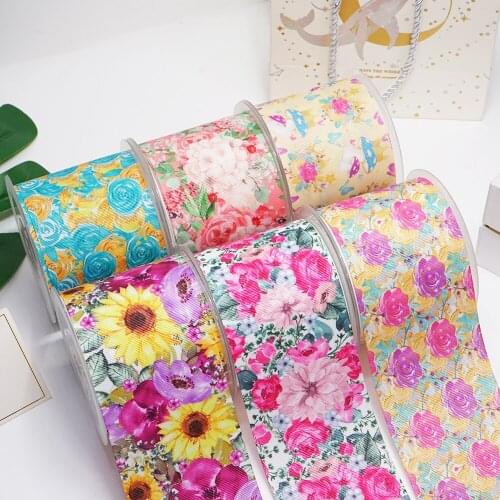 DIY Craft Supplies Cartoon Printed Grosgrain Satin Ribbon 50 Yards, Planar Resins 30 Pieces. MR-53844