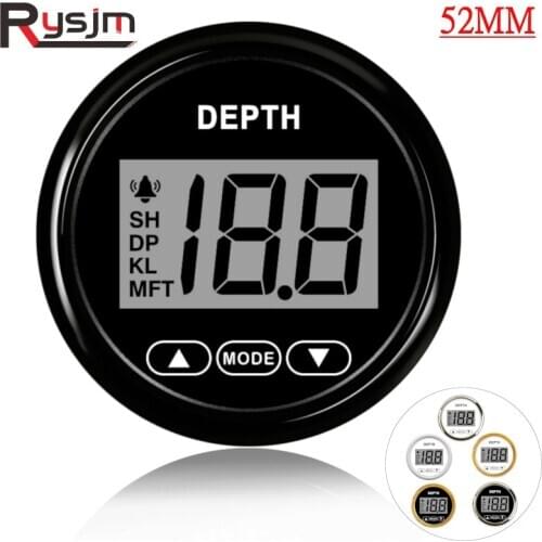 Universal 2'' 52mm Depth Gauge Waterproof IP67 Digital Depth Meters for marine boat yacht auto gauges With White Backlight 9-32V
