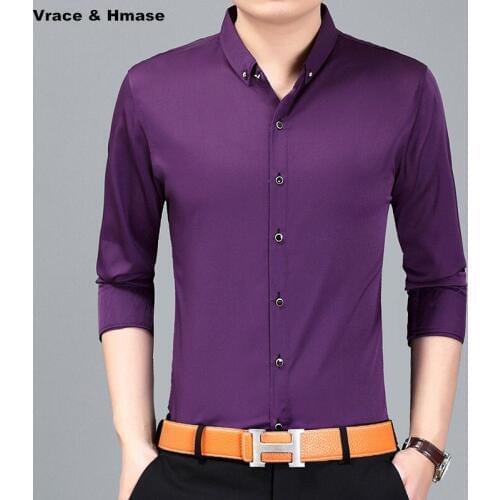 Spring 2017 New arrival bussiness casual solid color long sleeve shirt Korean style fashion slim quality cotton men shirt M-XXXL