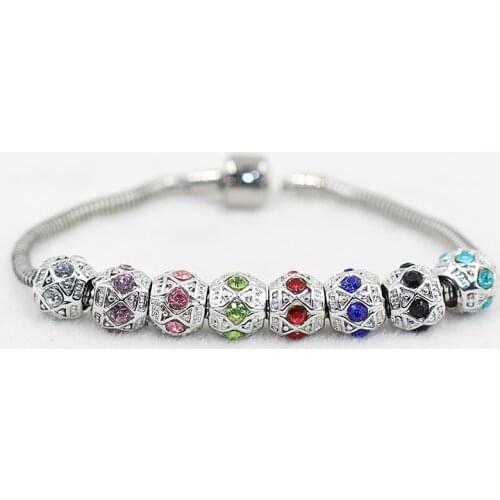 DIY jewelry accessories alloy rhinestone Bead Bracelet color retention spacer loose beads six large crystal perforation H314