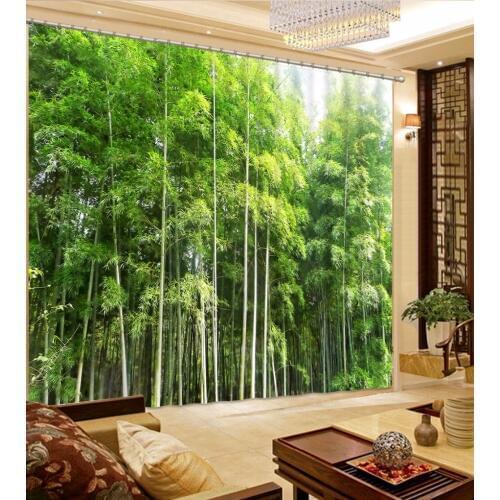 Customize Size 3D Curtain Bamboo Forest Scenery Bed room Living room Office Hotel Cortinas 3D Curtain Blackout