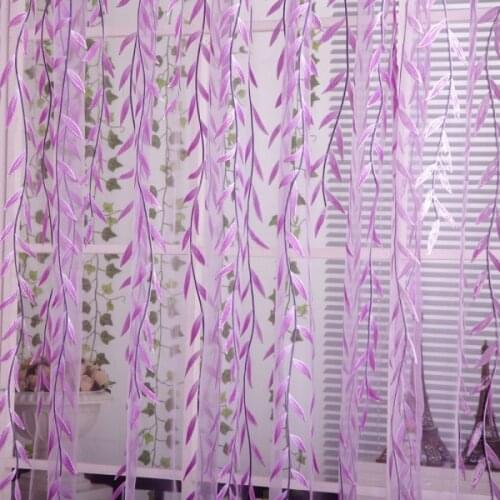 Sheers curtains Wholesale Willow leaf Tulles 3d Window Sheer Curtains para Living Room cortinas curtains para Bedroom Kitchen