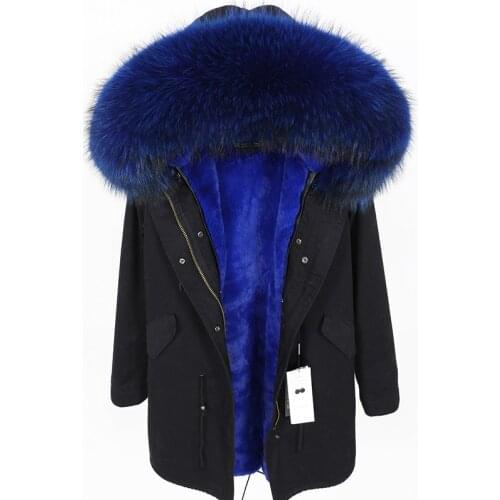 Women Jacket Long Thick Warm Faux Fur Liner Real Raccoon Fur Collar Female Winter Coat Parkas 2020 Womens Clothing Winter