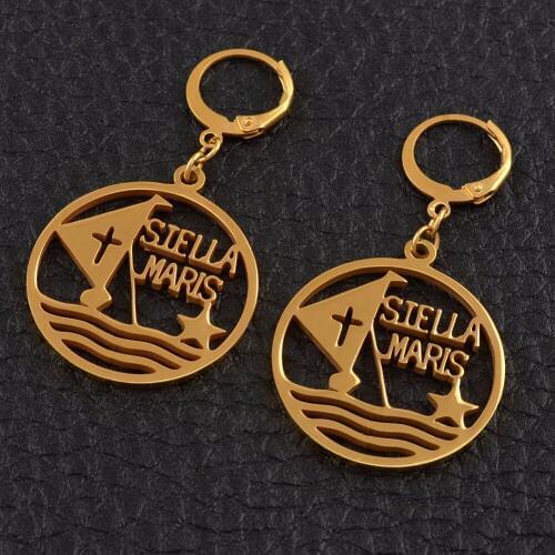 Anniyo STELLA MARIS Bahamas Earrings for Women Girls Stainless Steel and Gold Color Jewelry Gifts #040821